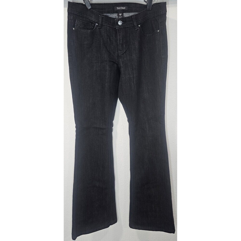 White House Black Market Flare Leg Black Jeans Women Size 6R Rhinestones NEW